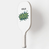 Funny Comic Pop Art platsche Typografie Pickleball Schläger (Links)