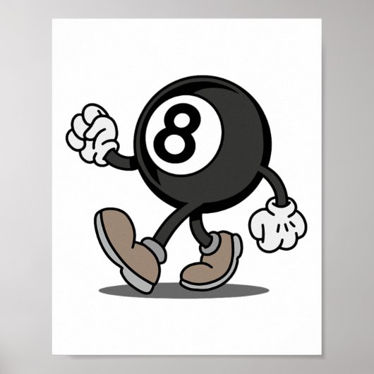 Funny Comic Snooker Billiard Player 8-ll Poster (Vorne)