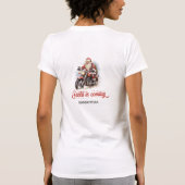 Funny Comic Spaß Santa Claus auf dem Motorrad T-Shirt (Rückseite)