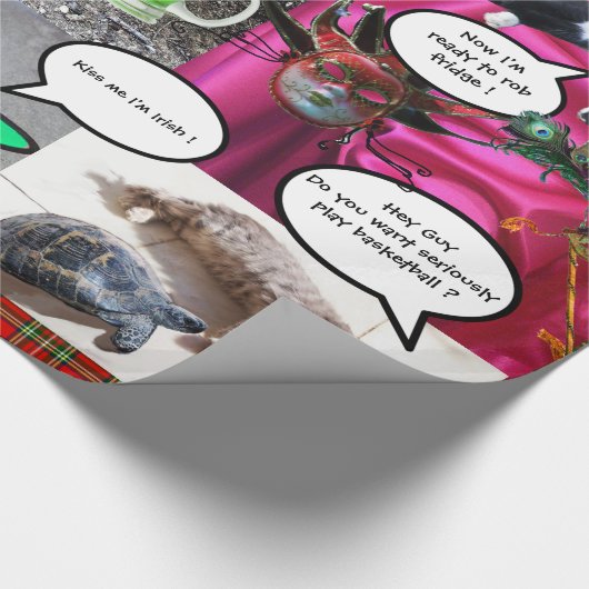 FUNNY COMIC STRIPS/WEIRD TALKING CATS, Red Tartan Geschenkpapier (Ecke)