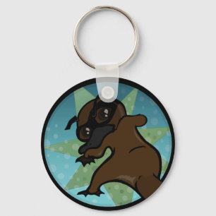 FUNNY COMIC STYLE PLATYPUS ROUND BASIC KEY KETTE SCHLÜSSELANHÄNGER