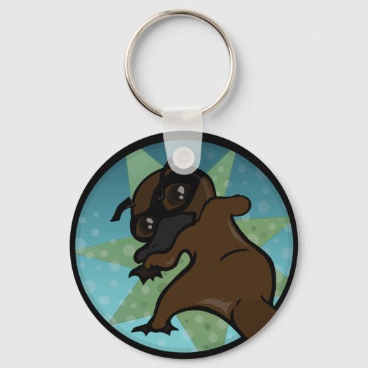 FUNNY COMIC STYLE PLATYPUS ROUND BASIC KEY KETTE SCHLÜSSELANHÄNGER (Vorderseite)