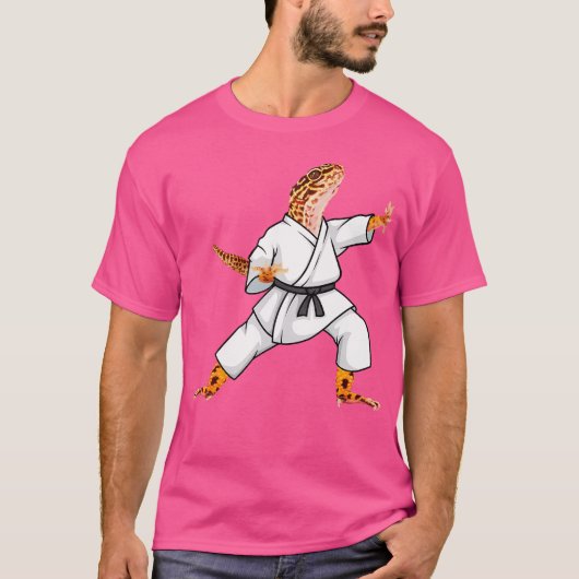 Funny Common Leopard Gecko Doing Karate Samurai Ni T-Shirt (Vorderseite)