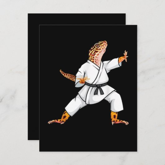 Funny Common Leopard Qecko Doing Karate Samurai Dankeskarte (Vorne/Hinten)