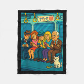 Funny Commuter Train Digital Detox Tech Satire Gif Fleecedecke (Vorderseite)