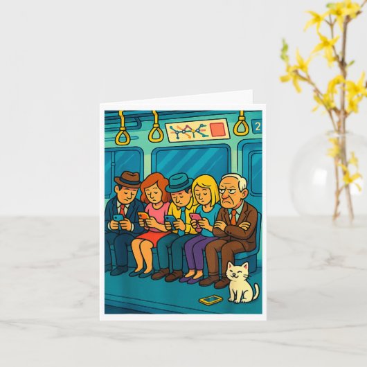 Funny Commuter Train Digital Detox Tech Satire Gif Karte (Gelbe Blume)