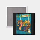 Funny Commuter Train Digital Detox Tech Satire Gif Magnet (Vorderseite/Rückseite)