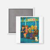 Funny Commuter Train Digital Detox Tech Satire Gif Magnet (Vorderseite/Rückseite)