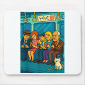 Funny Commuter Train Digital Detox Tech Satire Gif Mousepad (Vorne)