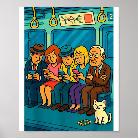 Funny Commuter Train Digital Detox Tech Satire Gif Poster (Vorne)