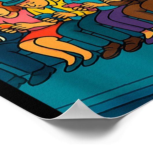 Funny Commuter Train Digital Detox Tech Satire Gif Poster (Ecke)