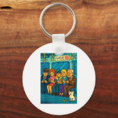 Funny Commuter Train Digital Detox Tech Satire Gif Schlüsselanhänger (Vorderseite)