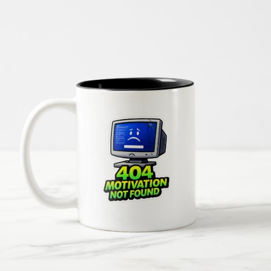 Funny Computer 404 Motivation Coffee Mug Zweifarbige Tasse (Links)