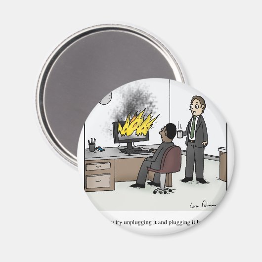 Funny Computer and Technology Office Cartoon Magnet (Vorderseite/Rückseite)