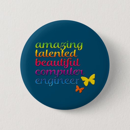 Funny Computer Engineer | Niedliche Mädchentechnik Button (Vorderseite)