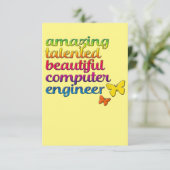 Funny Computer Engineer | Niedliche Mädchentechnik Dankeskarte (Stehend Vorderseite)