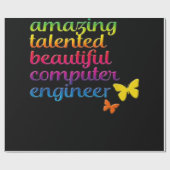 Funny Computer Engineer | Niedliche Mädchentechnik Geschenkpapier (Flach)