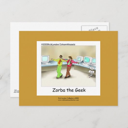 Funny Computer Geek Cartoon Handentworfene Schürze Postkarte (Vorne/Hinten)