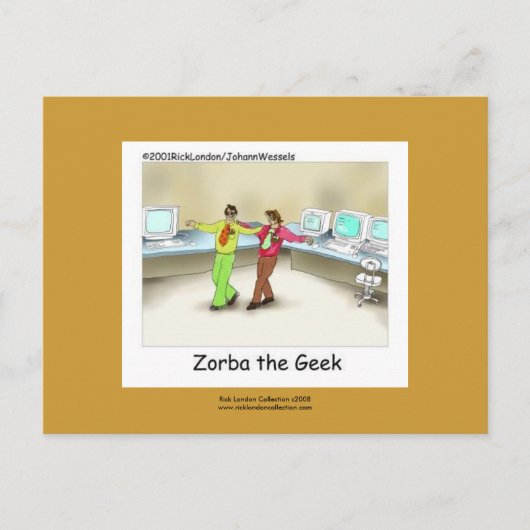 Funny Computer Geek Cartoon Handentworfene Schürze Postkarte (Vorderseite)