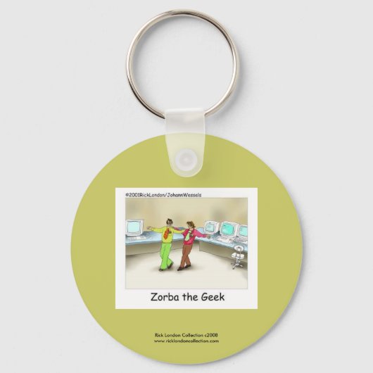 Funny Computer Geek Cartoon über Schlüsselkette Schlüsselanhänger (Vorderseite)