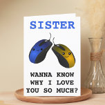 Funny Computer Mouse Klicken Sie Sister Happy Birt Dankeskarte<br><div class="desc">Suchen Sie eine einzigartige Möglichkeit, Ihre Liebe und Ihren Spaß mit Ihrer Schwester auszudrücken? Unsere lustige Computermaus-Grußkarte ist die perfekte Wahl für Ihre Schwester zum Geburtstag! Passen Sie es an, indem Sie Ihre eigene persönliche Nachricht hinzufügen. Design verfügt über zwei Happy Blue und Gold Computer Mäuse. Eine tolle Art, Geburtstagwünsche...</div>
