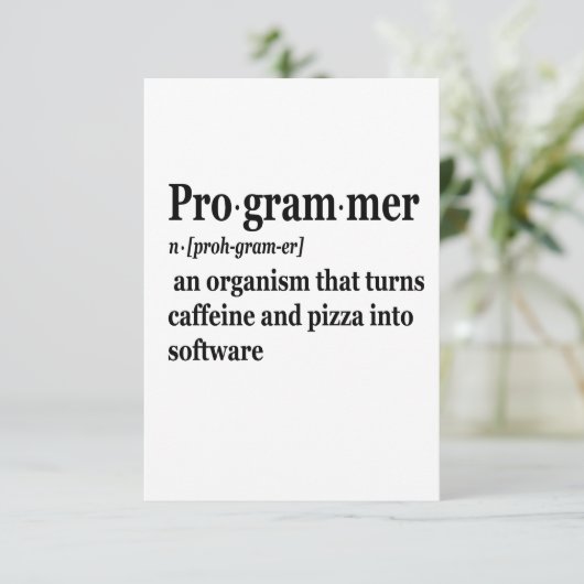 Funny Computer Science Programmer Definition Dankeskarte (Stehend Vorderseite)