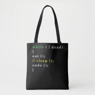 Funny Computer Science Programmer isst Schlafcode Tasche
