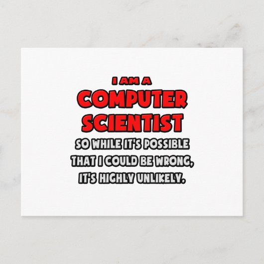 Funny Computer Scientist .. Sehr unwahrscheinlich Postkarte (Vorderseite)