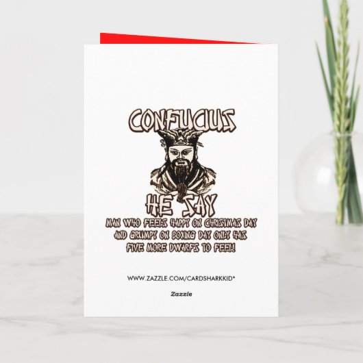 Funny Confucius Christmas Feiertagskarte (Rückseite)