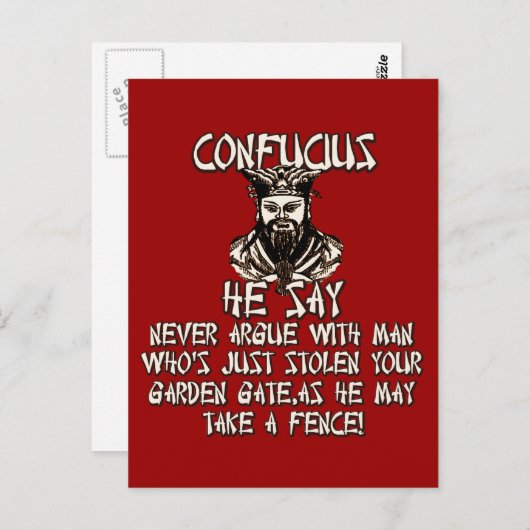 Funny Confucius sagt er Postkarte (Vorne/Hinten)