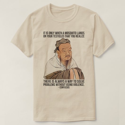 Funny Confucius Zitat - Mücke auf Hoden T-Shirt (Design vorne)