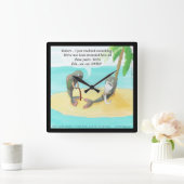 Funny Confused Fish Cartoon Square Wall Clock Quadratische Wanduhr (Zuhause)