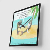 Funny Confused Fish Cartoon Square Wall Clock Quadratische Wanduhr (Winkel)