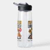 Funny Construction Bulldog Cartoon Road Sign Trinkflasche (Rechts)