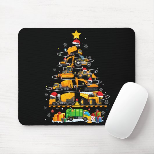 Funny Construction Excavator Truck Christmas Tree  Mousepad (Mit Mouse)