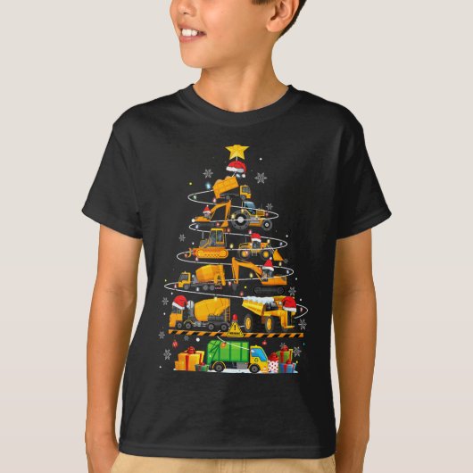 Funny Construction Excavator Truck Christmas Tree  T-Shirt (Vorderseite)
