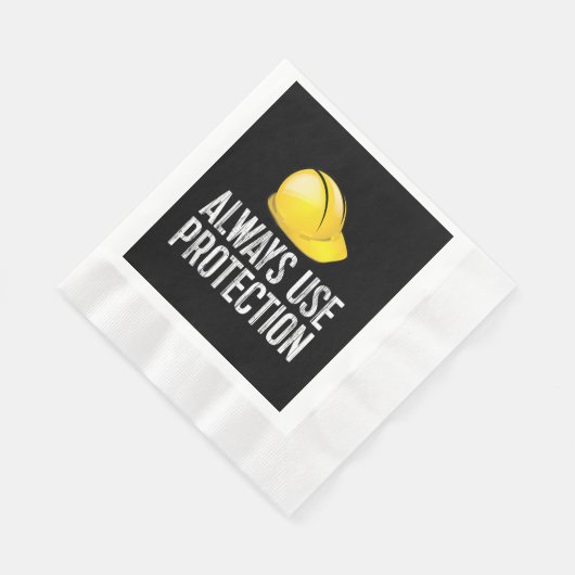 Funny Construction Tshirt - Always Use Protection  Serviette (Ecke)