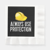 Funny Construction Tshirt - Always Use Protection  Serviette (Vorderseite)