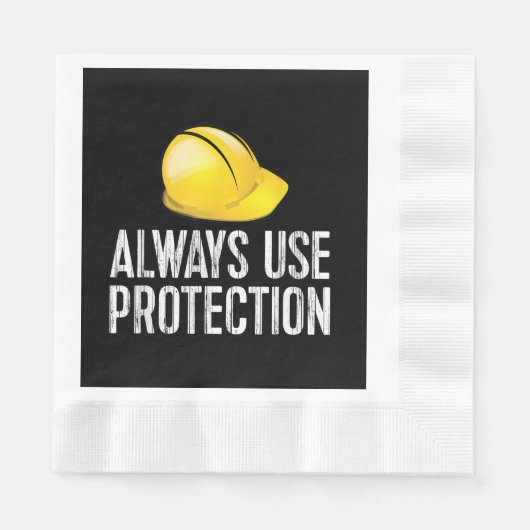 Funny Construction Tshirt - Always Use Protection  Serviette (Vorderseite)
