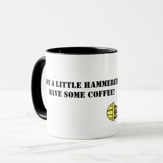 Funny Construction Worker mit Hammer-Tasse Tasse (Vorderseite Links)