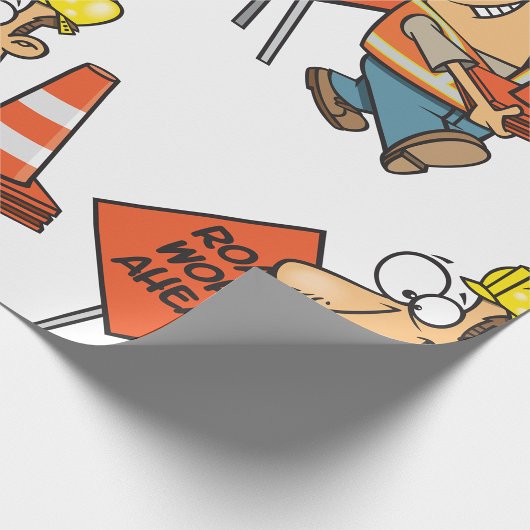 Funny Construction Worker Road Work Ahead Sign Geschenkpapier