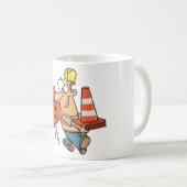 Funny Construction Worker Road Work Ahead Sign Kaffeetasse (VorderseiteRechts)