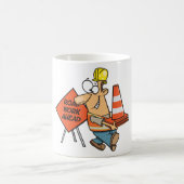 Funny Construction Worker Road Work Ahead Sign Kaffeetasse (Mittel)