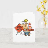 Funny Construction Worker Road Work Ahead Sign Karte (Gelbe Blume)