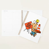 Funny Construction Worker Road Work Ahead Sign Planer