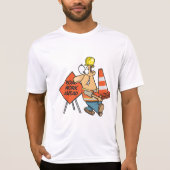 Funny Construction Worker Road Work Ahead Sign T-Shirt (Vorderseite)