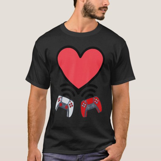 Funny Controllers Heart Boys Kids Video Gamer Vale T-Shirt (Vorderseite)