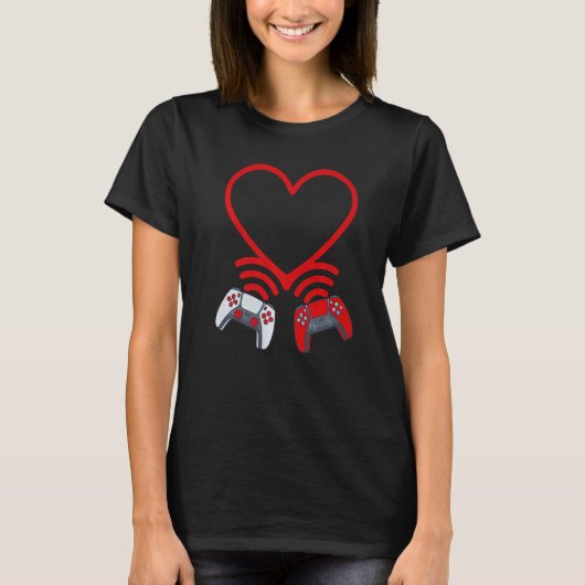 Funny Controllers Heart Boys Kids Video Gamer Vale T-Shirt (Vorderseite)