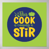 Funny Cook Causing a Stir Retro Kochen Art Deco Poster (Vorne)