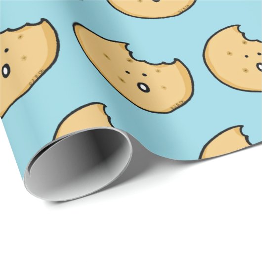 Funny Cookie Cartoon mit Bite Geschenkpapier (Rolleneckpunkt)